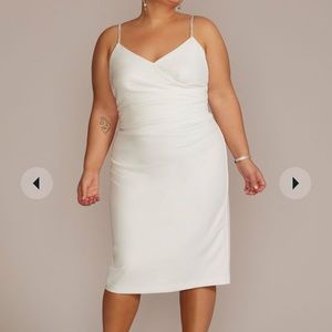 White v-neck crepe midi dress